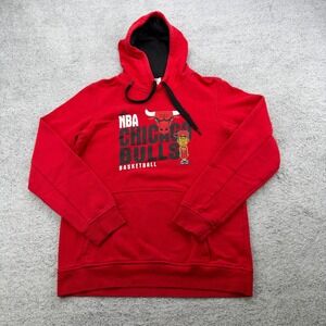 Chicago Bulls Sweatshirt Mens Large Red NBA Basketball Graphic Hoodie Adidas